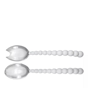 White Pearled Salad Server