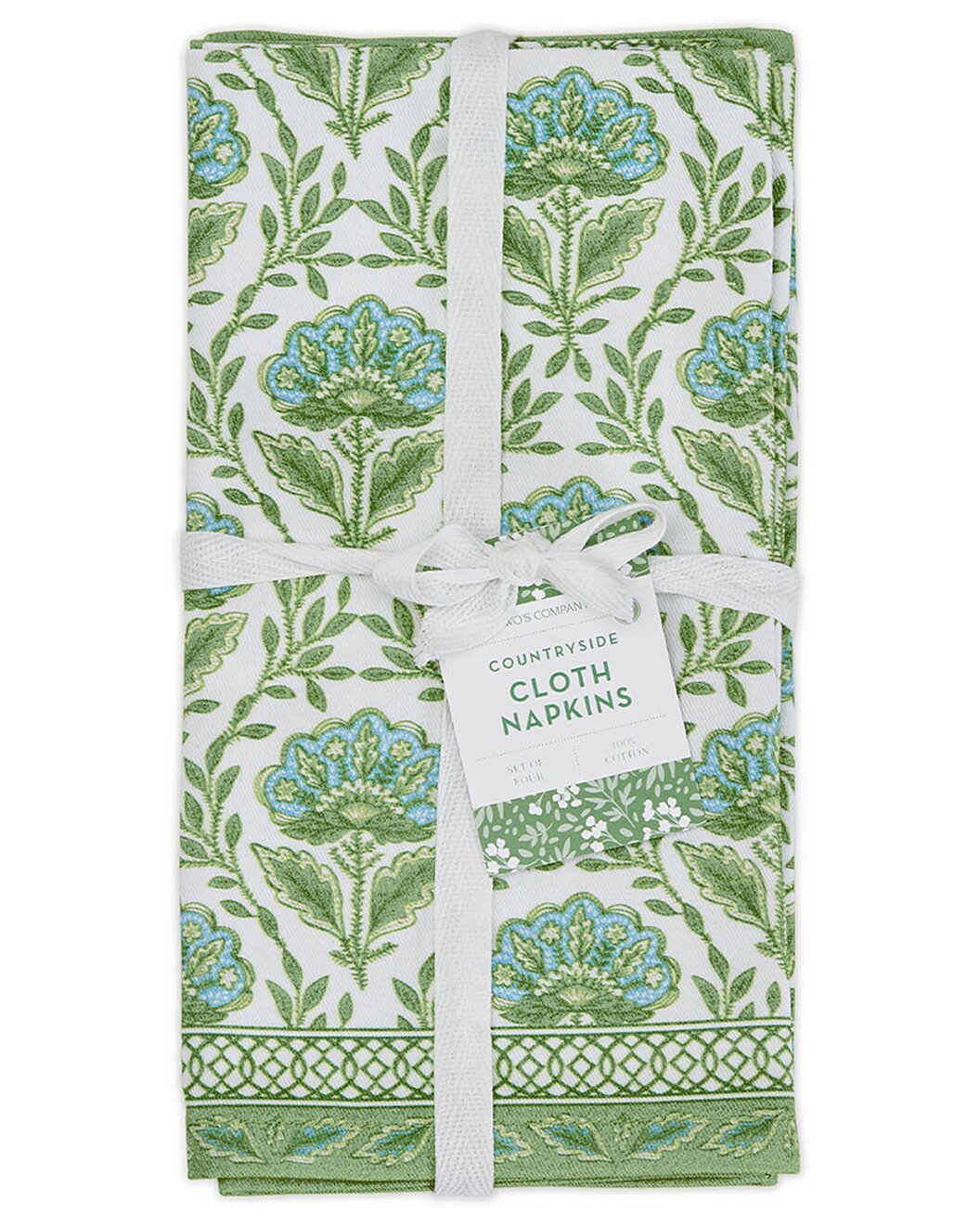 Green Floral Napkins- 4 pack