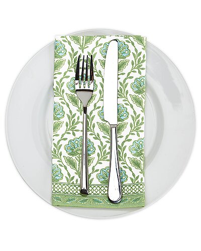 Green Floral Napkins- 4 pack