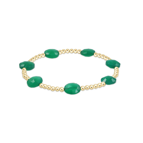 Admire 3mm Gold Bead Bracelet- Green Onyx