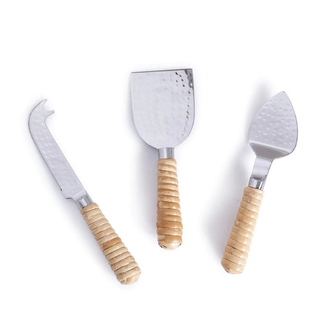 Hammered Stainless Steel Rattan Cheese Knives