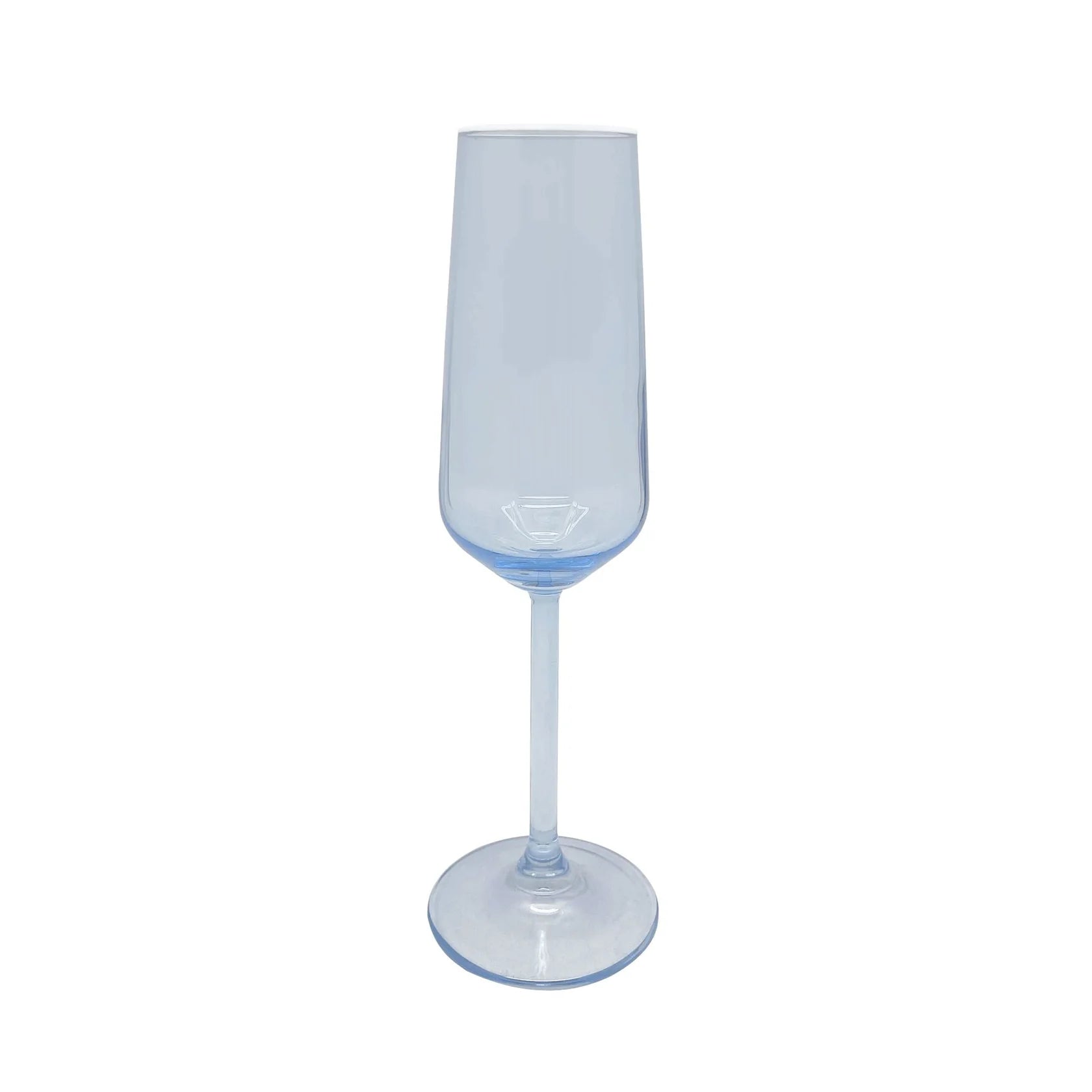 White Rim Light Blue Champagne Flute