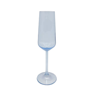 White Rim Light Blue Champagne Flute