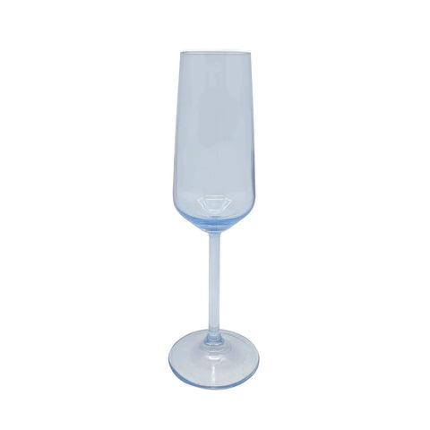 White Rim Light Blue Champagne Flute