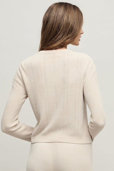 Ruffle Front Cardigan Stone- Small