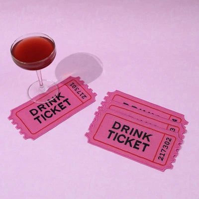 Drink Ticket Cocktail Napkin- Set of 4
