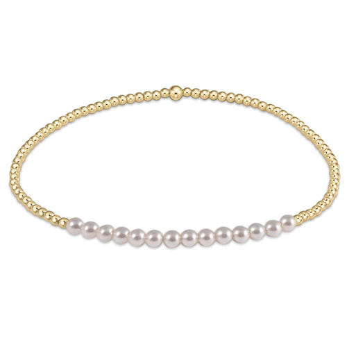 Gold Bliss 2mm Beaded Bracelet w/ Pearls