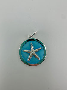 Welch Co. Starfish Medium Pendant- Light Blue & Silver