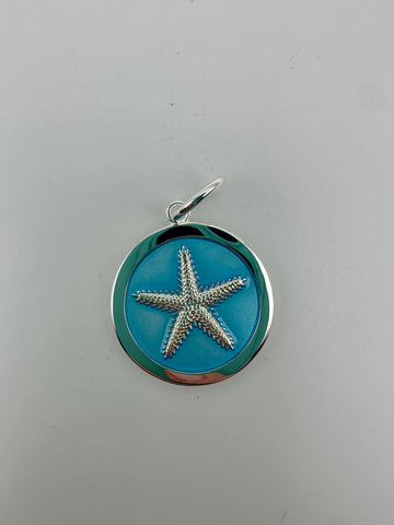 Welch Co. Starfish Medium Pendant- Light Blue & Silver
