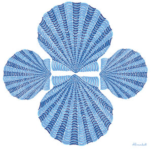 Flour Sack Towel- Blue Scallop