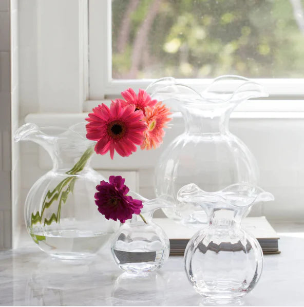 Medium Hibiscus Fluted Vase- Clear