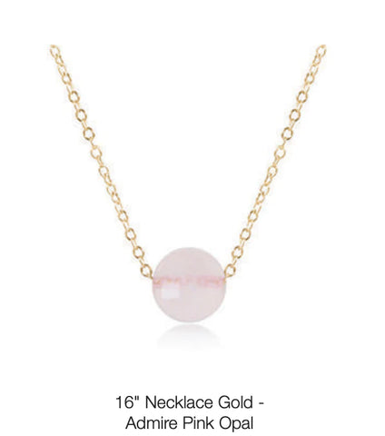 16" Gold Admire Necklace- Pink Opal