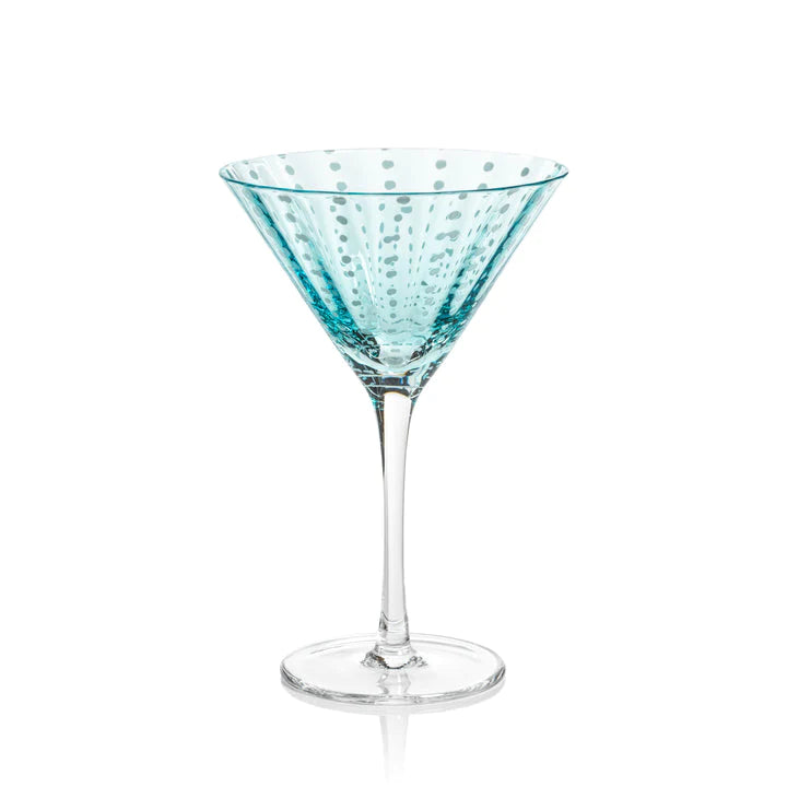 Portofino Dot Martini Glass- Aqua