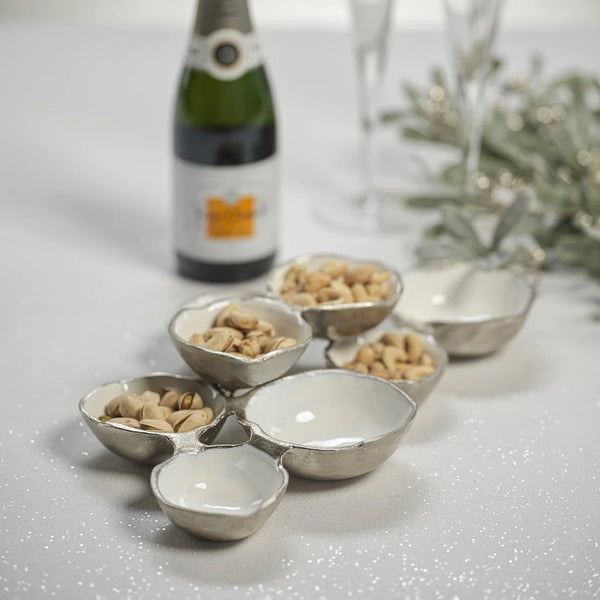 Small Cluster Bowls- Nickel & White