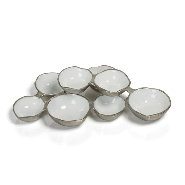 Small Cluster Bowls- Nickel & White