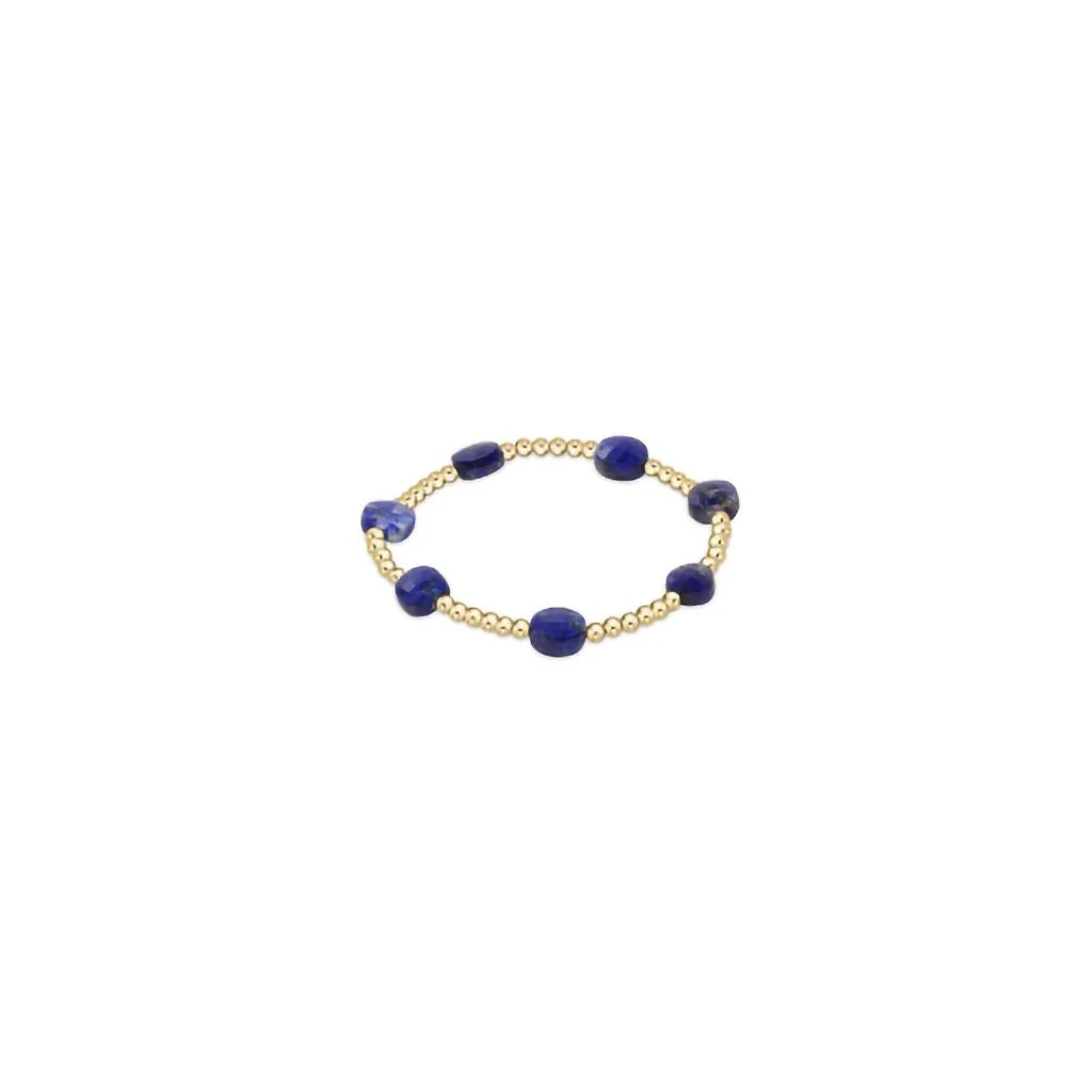 Admire 3mm Gold Bead Bracelet- Lapis