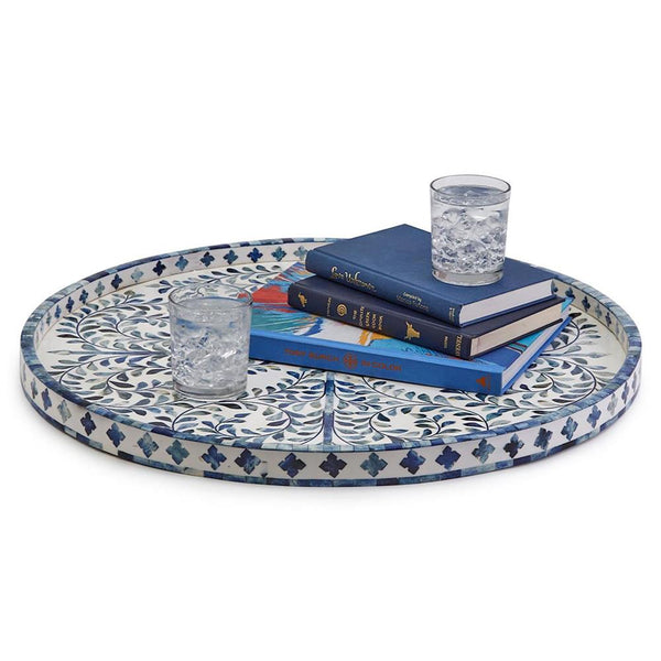 Blue & White Inlaid Round Tray