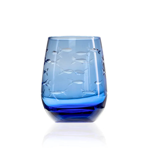 School of Fish Stemless Wine- Blue