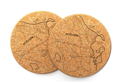 Scituate Map Cork Coasters- S/2