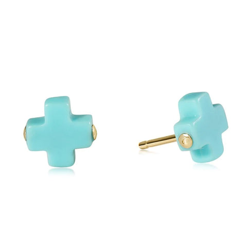 Signature Cross Stud- Turquoise