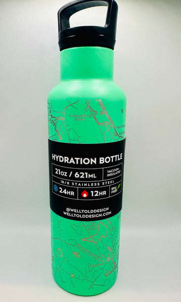 Scituate Map Water Bottle Green- 21oz