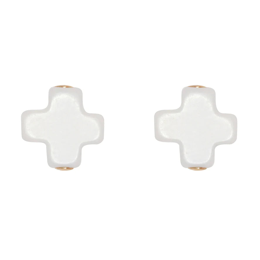 Signature Cross Stud- Off White