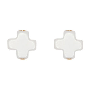 Signature Cross Stud- Off White