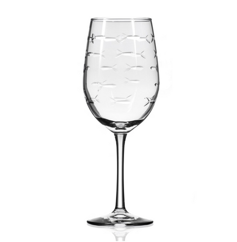 School of Fish White Wine Glass- 12.oz