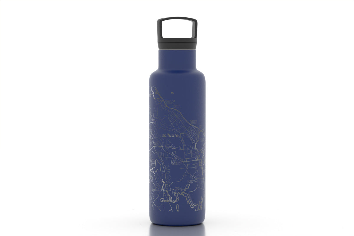 Scituate Map Water Bottle Midnight Blue- 21oz