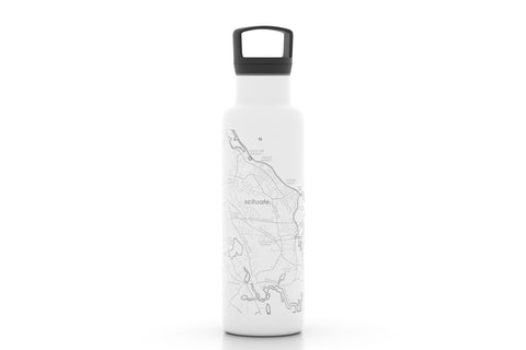 Scituate Map Water Bottle White-21 oz